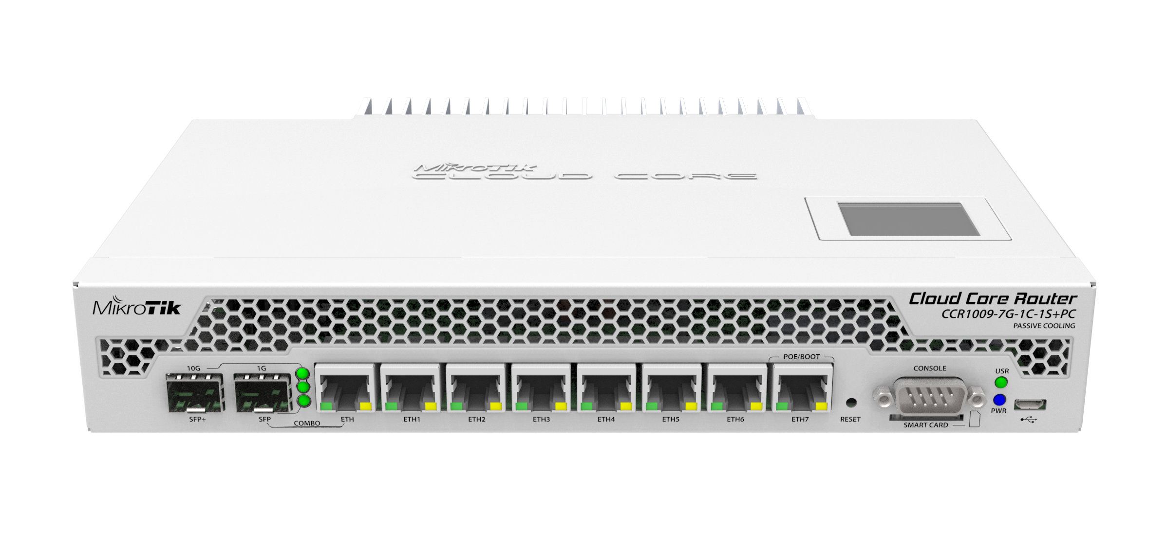 CCR1009-7G-1C-1S+PC MikroTik Cloud Core Router - Vista frontal